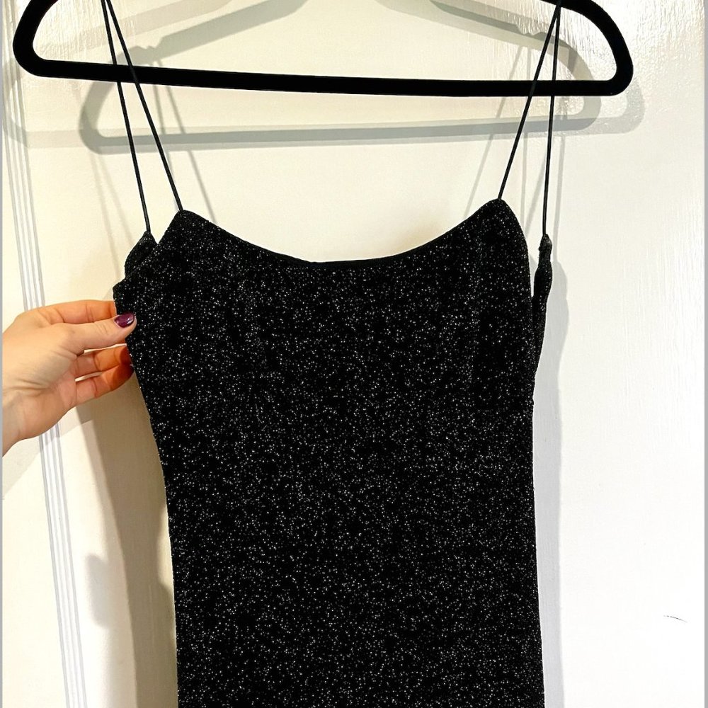 Black and Gold Glitter Backless Dress